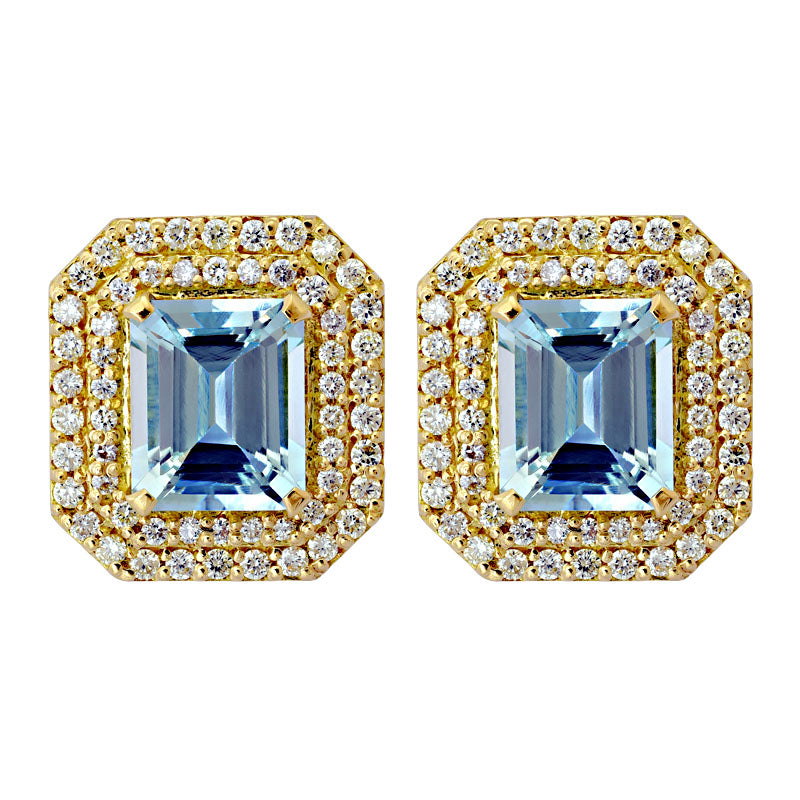 Earrings - Blue Topaz and Diamond