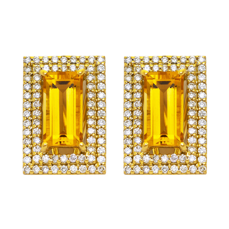 Earrings - Citrine and Diamond