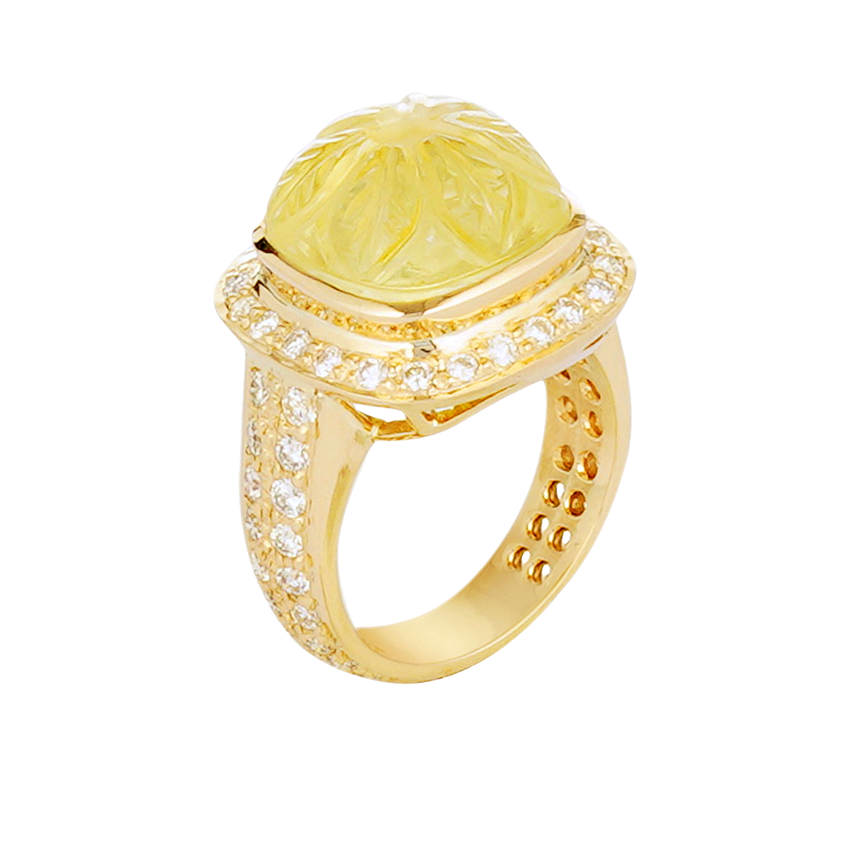 Ring - Lemon Quartz and Diamond