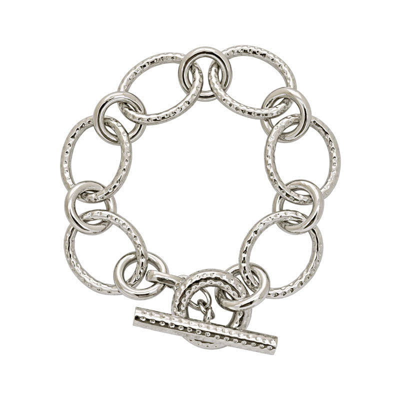 Silver Toggle Chain Link Charm Bracelet