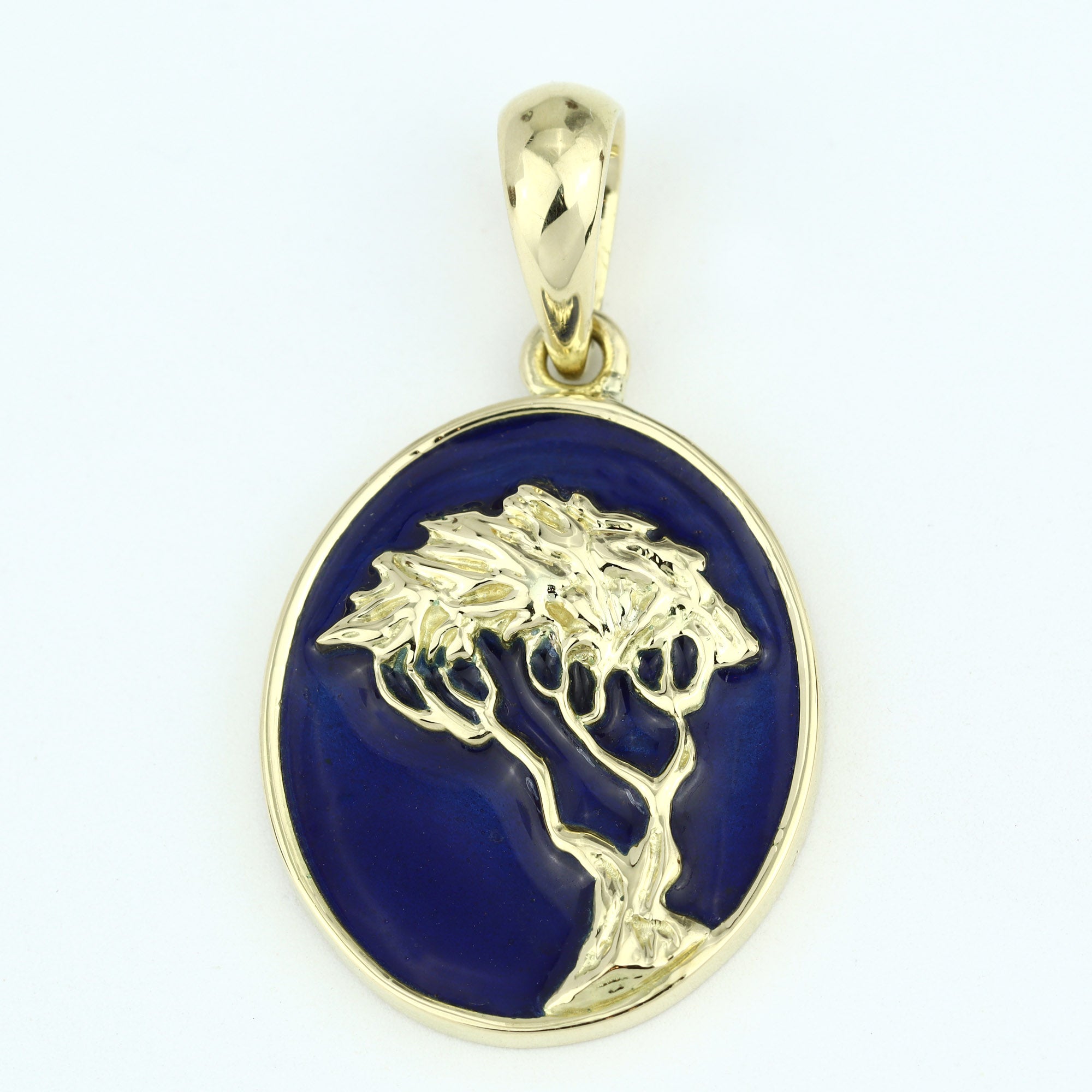 Pendant - 18k Gold With Blue Enamel