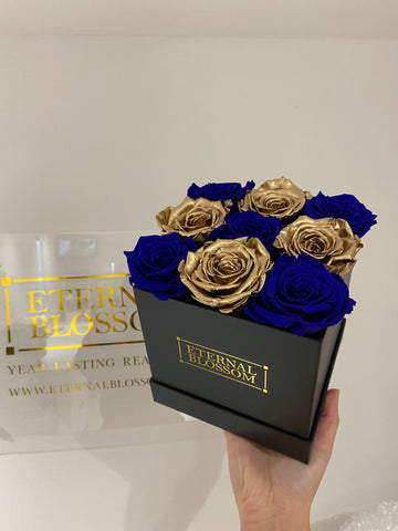 Gold & Royal blue eternity rose box