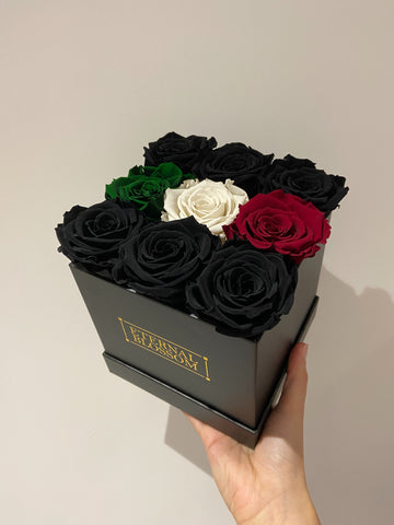 Italian flag box bouquet