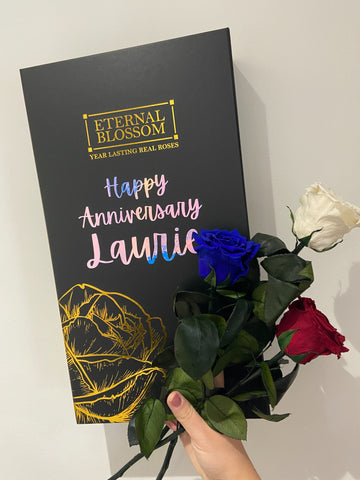 happy anniversary personalised forever roses