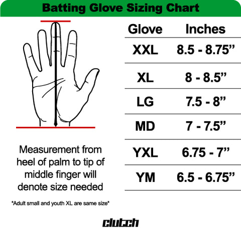 Batting Glove Size Chart, baseball glove sizing chart