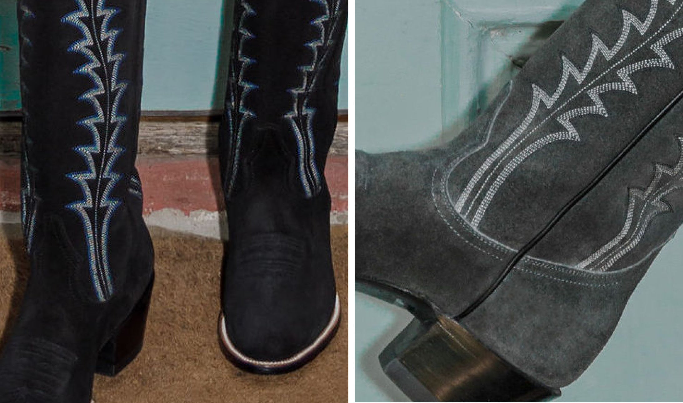 CITY Boots black & grey suede cowboy boots