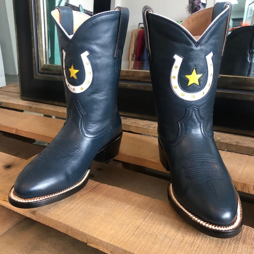navy cowboy boots