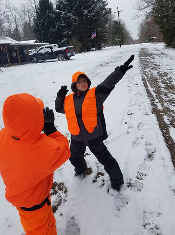 kids in hunter orange playing