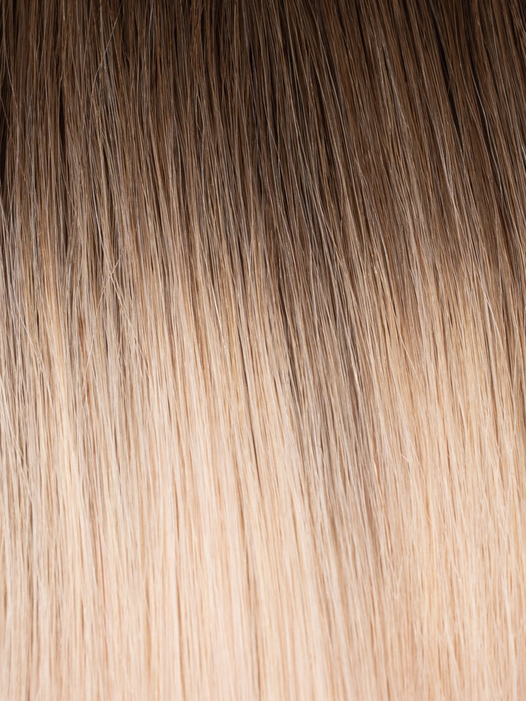 Bellami Professional Tape In 20 50g Walnut Brown Ash Blonde 3 60 Rooted Straight Hair Extensions