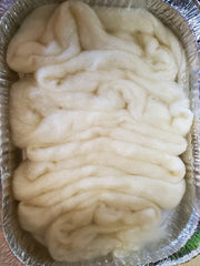 Undyed Merino Wool Roving in Pan of Water