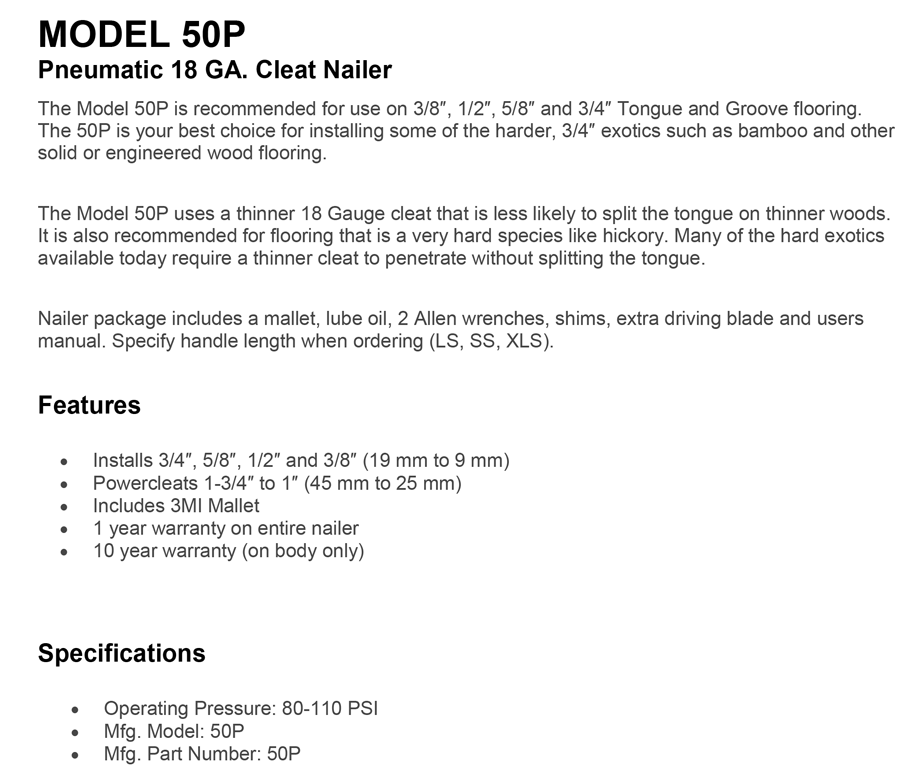 Model-50P-Pneumatic-18-GA.-Cleat-Nailer-Powernail
