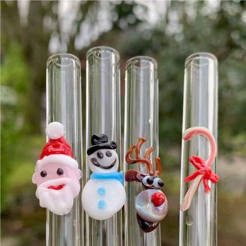 Christmas set of glass straws.