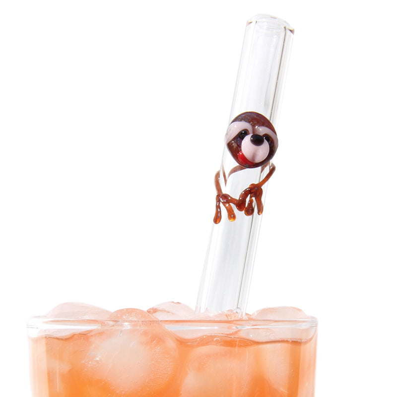 Wild Animal Reusable Glass Drinking Straws Set