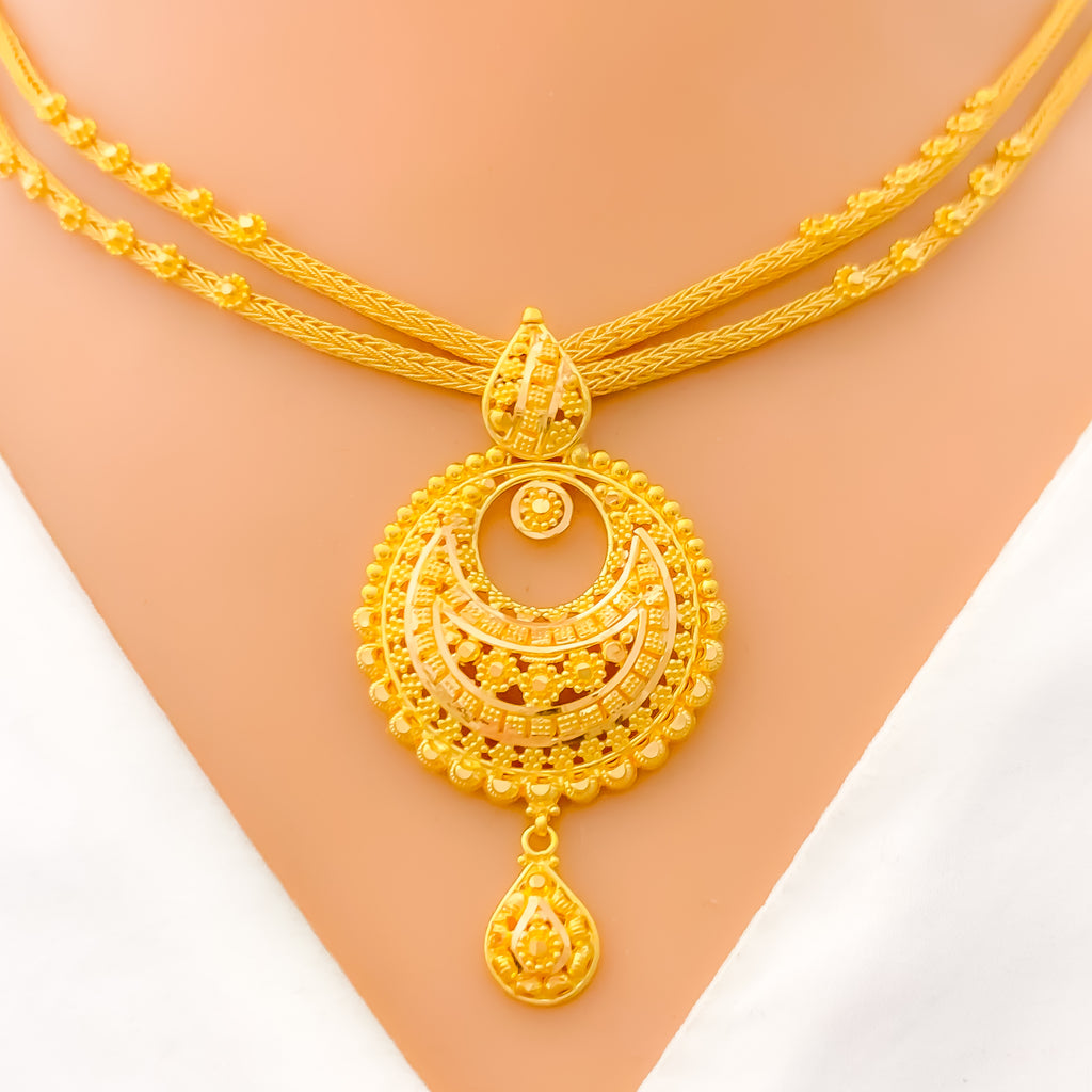 Graceful Dual Chain Chand Necklace Set – Andaaz Jewelers