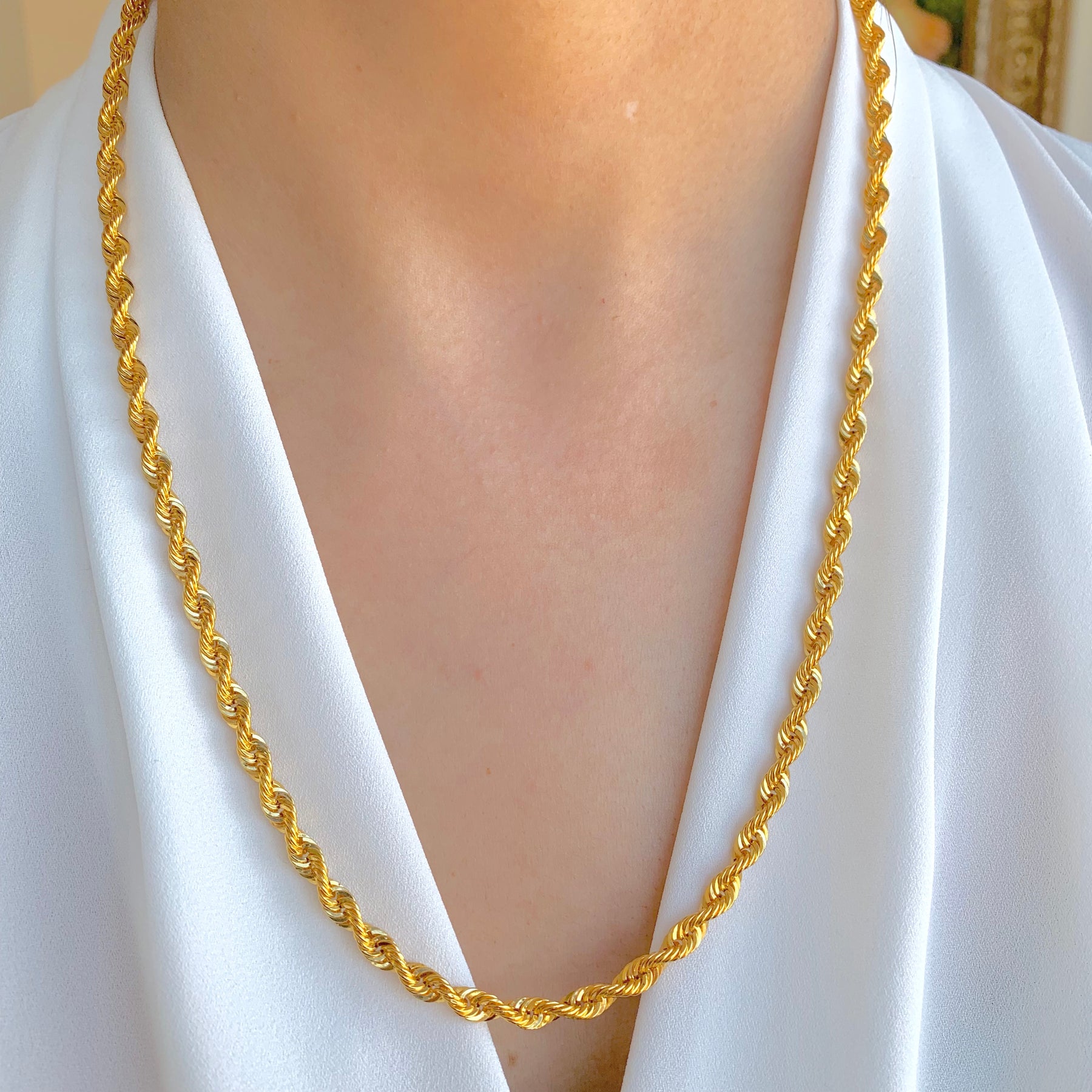 thick hollow gold rope chain