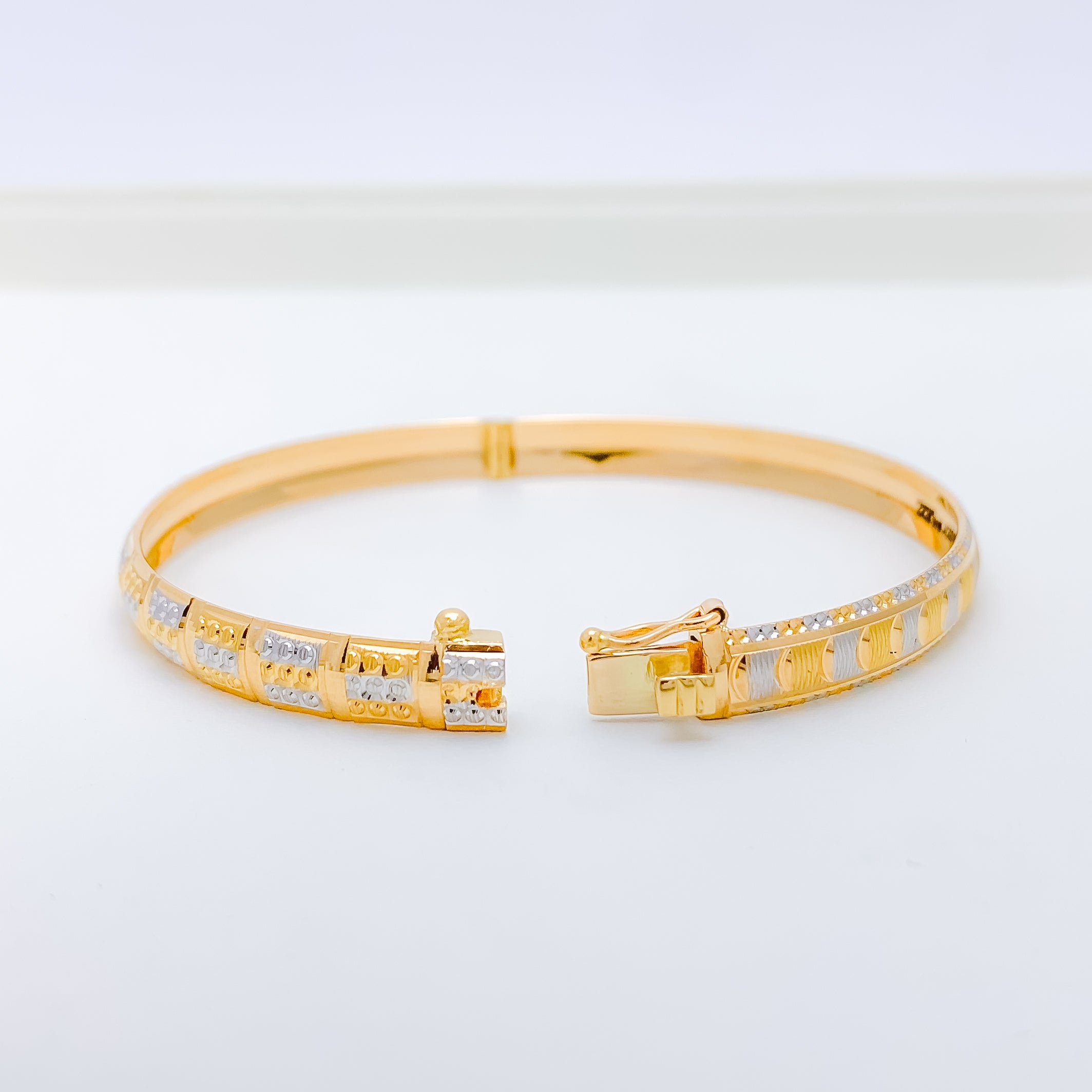 Ritzy Beaded Dual Sided Two-Tone Bangle