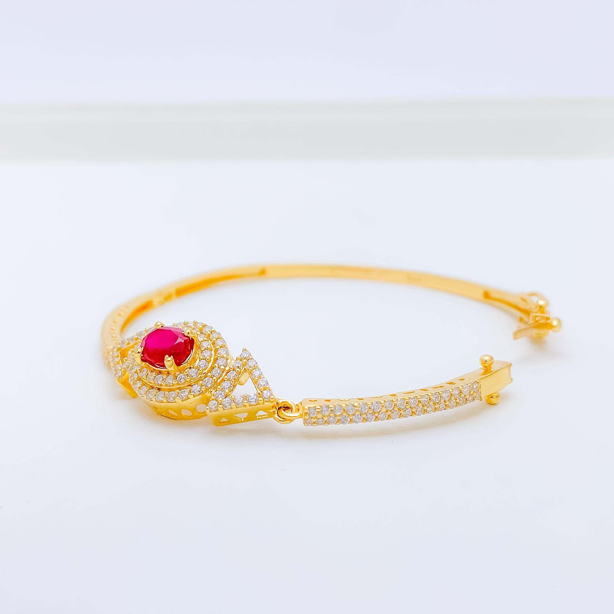 Graceful Sparkling Ruby + CZ Bangle