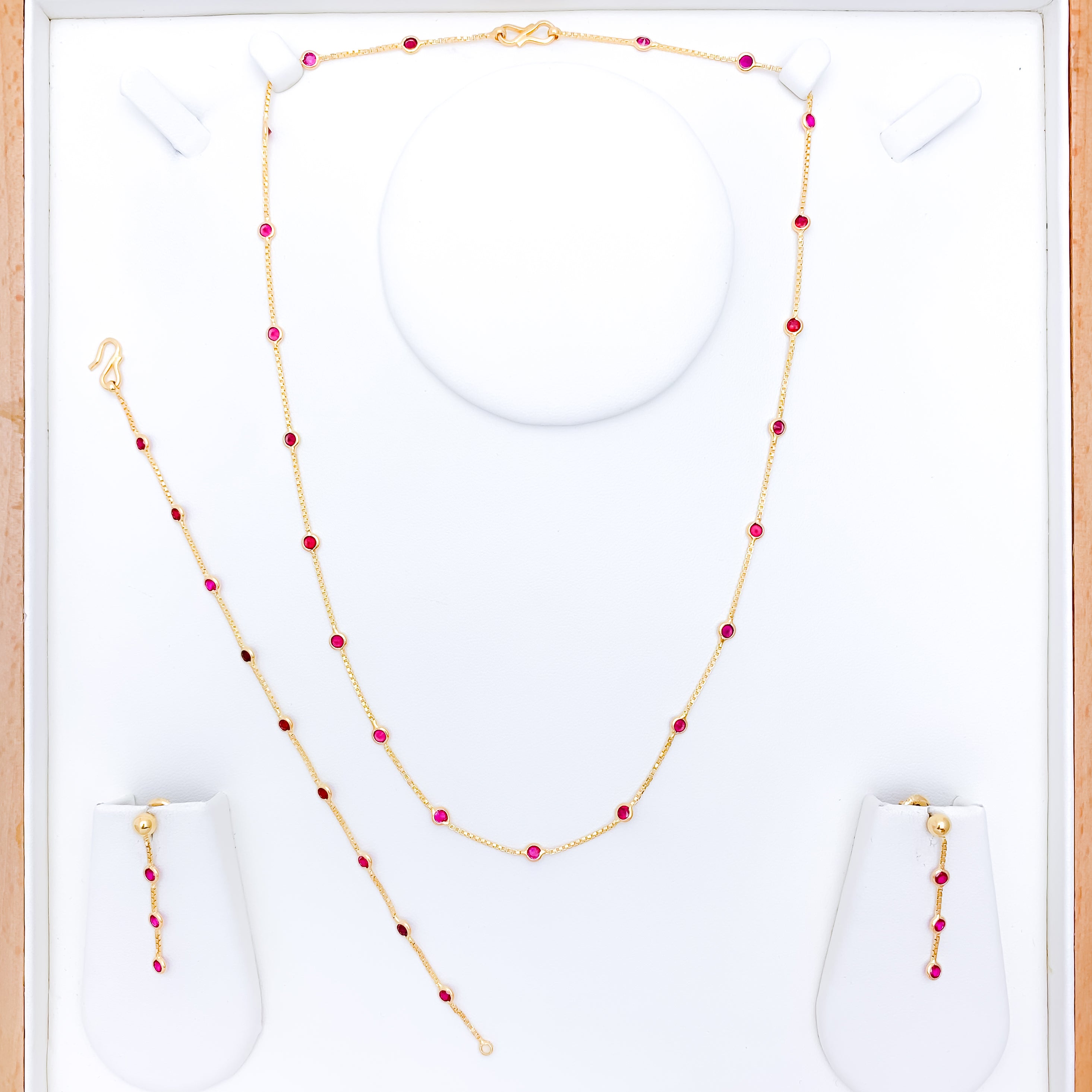 Dressy Maroon CZ Necklace Set w/ Bracelet