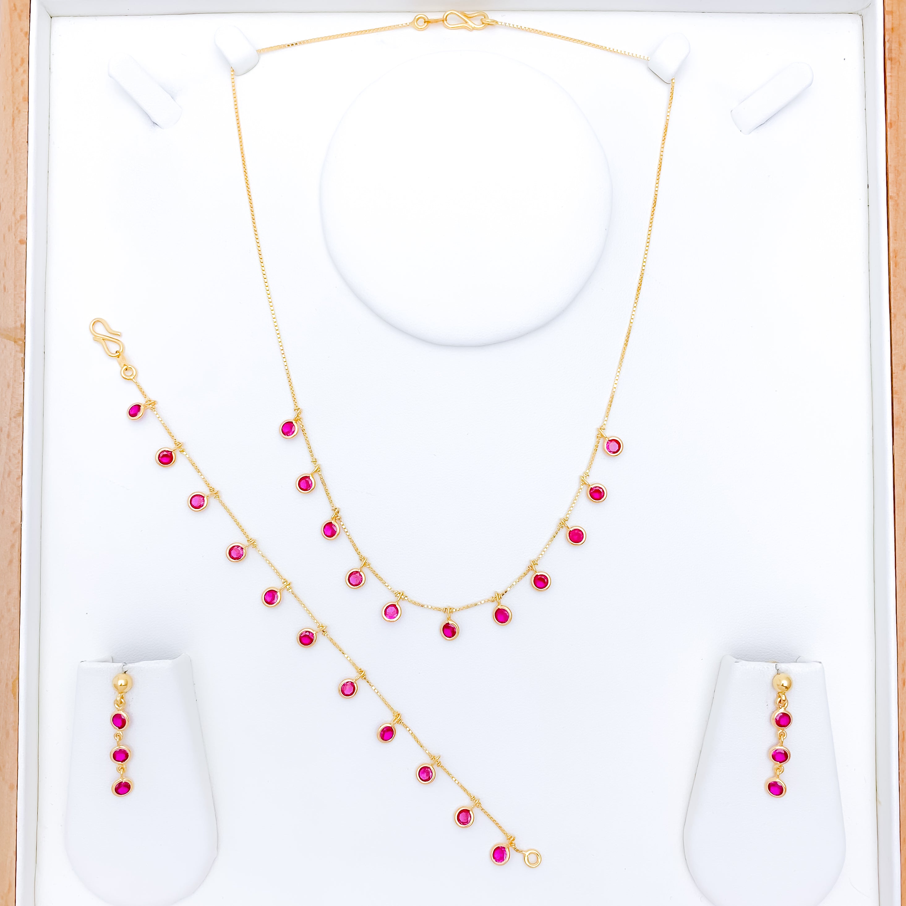 Lavish Maroon CZ Necklace Set w/ Bracelet