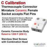 Type C Miniature Female Ceramic Thermocouple Connector