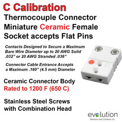 Type C Miniature Female Ceramic Thermocouple Connector