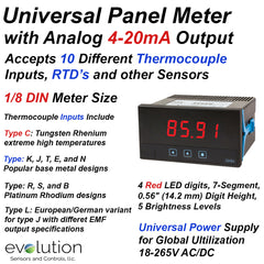Universal Panel Meter with 4-20mA Output and Accepts Signal Input from Thermocouples