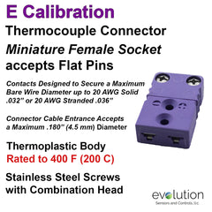 Thermocouple Connectors Miniature Female Type E