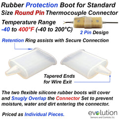 Rubber Protection Boot for Standard Size 2 Pin Thermocouple Connectors