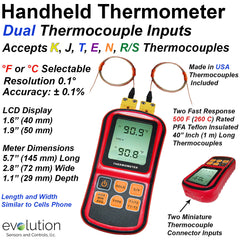 Handheld Thermocouple Meter with Dual Thermocouple Inputs