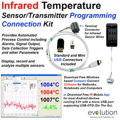 Infrared Temperature Sensor USB Connection Kit for Windows based or IR mobile App Programming Software