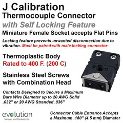 Thermocouple Connectors Miniature Locking Female Type J