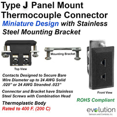 Type J Miniature Panel Mount Thermocouple Connector