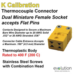 Type K Dual Miniature Female Thermocouple Connector