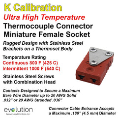 Thermocouple Connectors Miniature Ultra High Temperature Female Type K