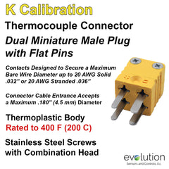 Thermocouple Connectors Miniature Duplex Male Type K