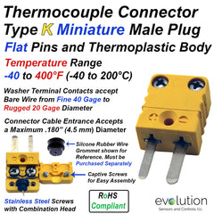 Type K Miniature Male Thermocouple Connector