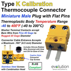 Type K Miniature Male Thermocouple Connector