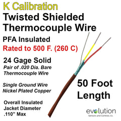 Twisted Shielded Thermocouple Wire Type K 24 Gage