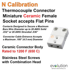 Type N Miniature Female Ceramic Thermocouple Connector