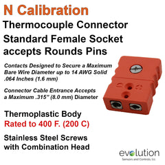 Thermocouple Connectors Standard Size Female Type C