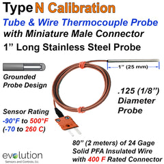 Tube & Wire Thermocouple Probe Type N with Miniature Connector