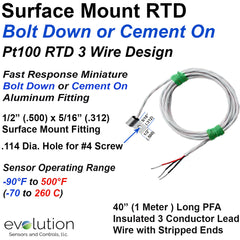 Surface Mount RTD - Bolt Down Design with Lead Wire and Stripped Ends