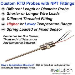 Custom Industrial RTD Sensors with NPT Fittings