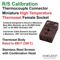 Thermocouple Connectors Miniature High Temperature Female Type RS