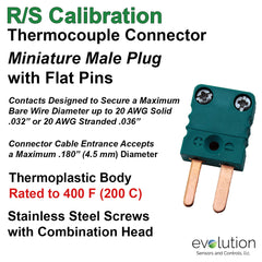 Thermocouple Connectors Miniature Male Type RS