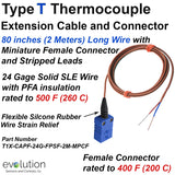 Type T Thermocouple Extension Cable with Miniature Female Connector and Stripped Leads