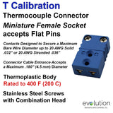 Type T miniature female thermocouple connector