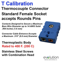 Type T Thermocouple Connectors Standard Size Female