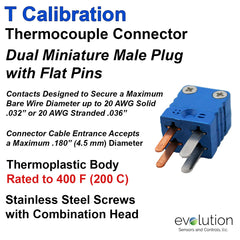 Thermocouple Connectors Miniature Duplex Male Type T