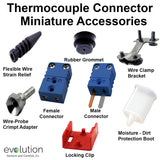 Type T miniature female thermocouple connector and accessories